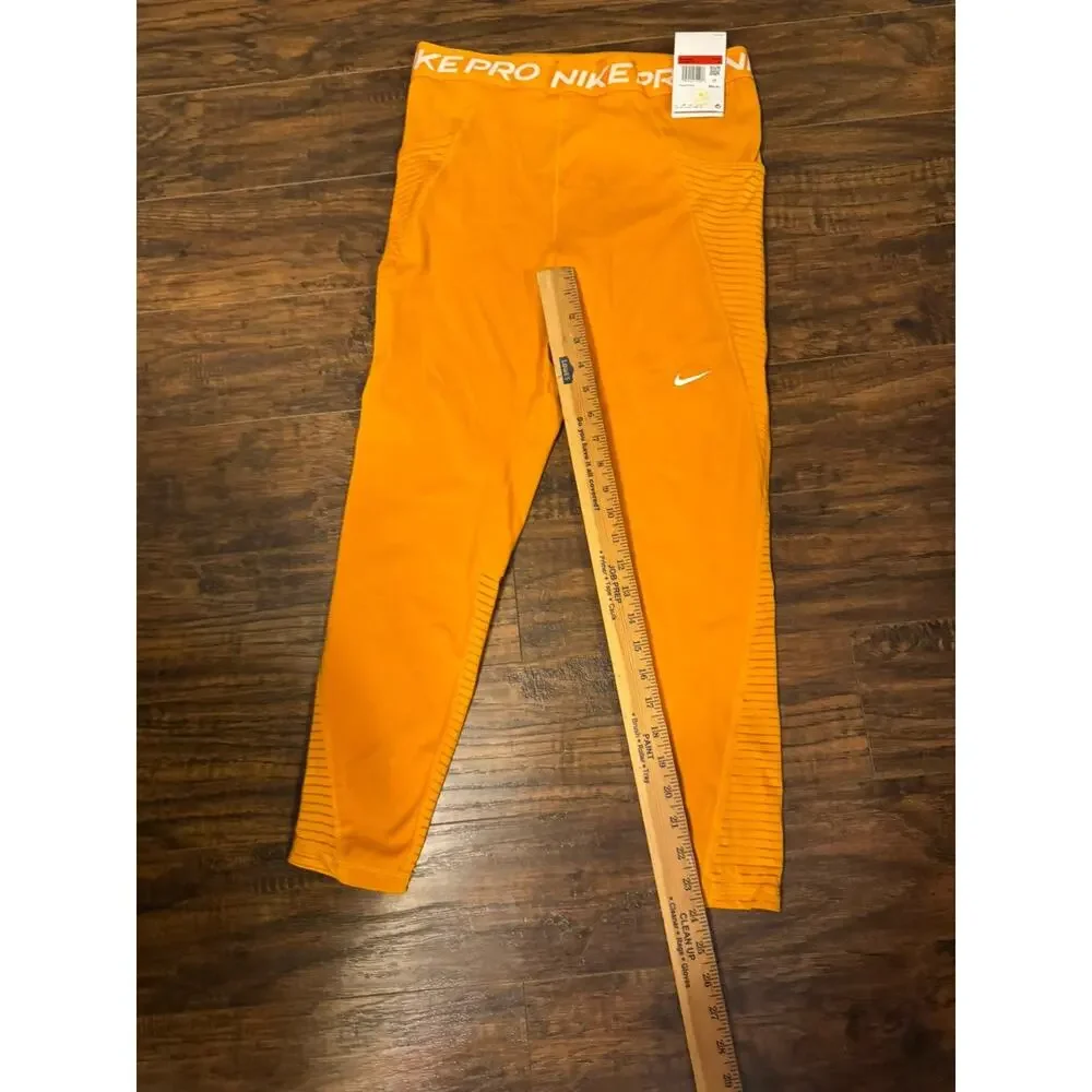Nike Pro Women's Leggings Size L Light Curry High Waist Full Length Training